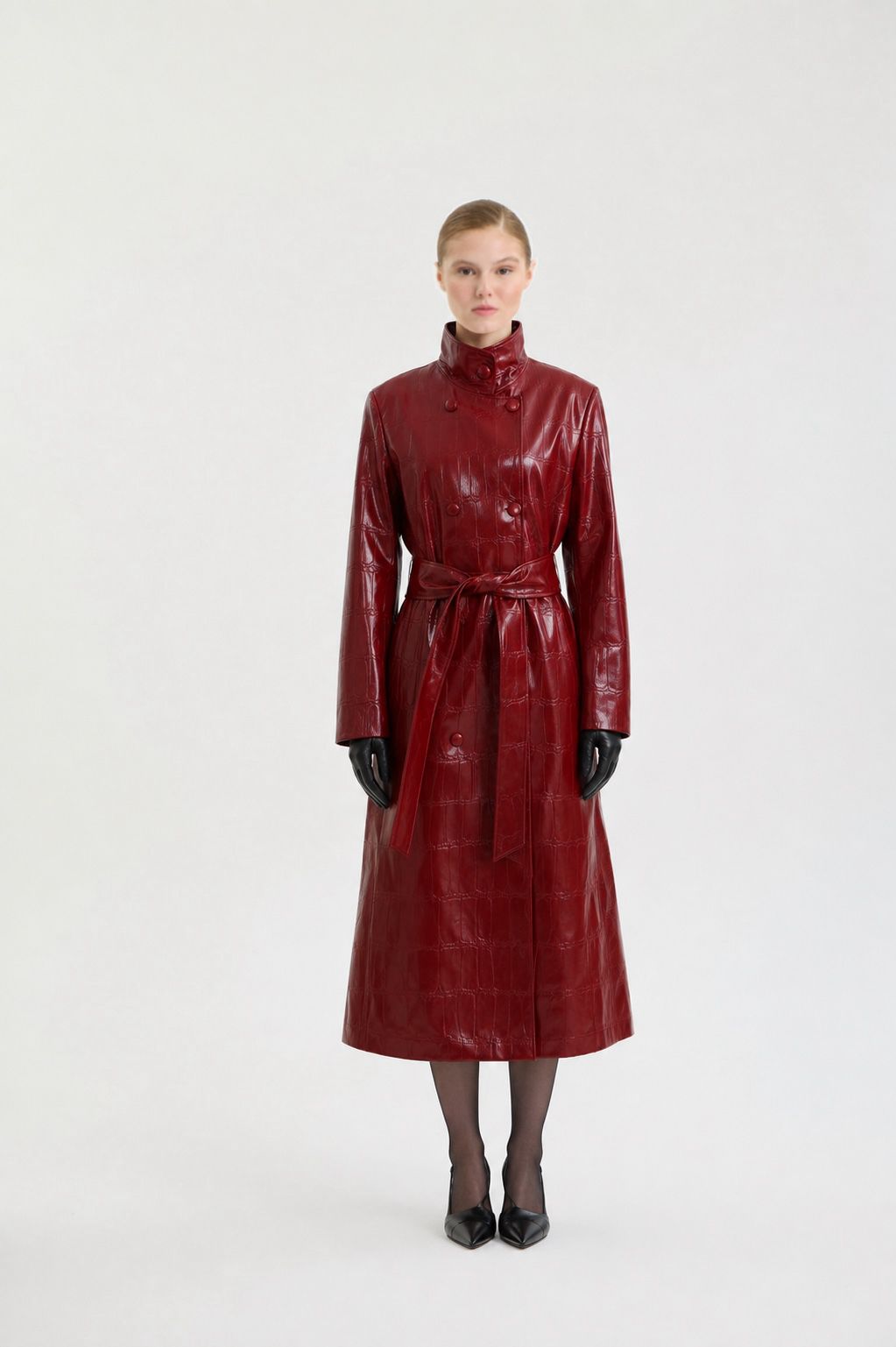 CRIMSON LEATHER COAT